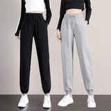 Zingj Pants Korean Version Loose Thin Students Tied Everything Ins Trend Casual Pants Autumn Women's Pants-Outfit