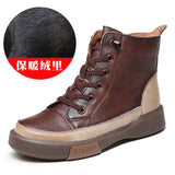 Martin Boots Women Retro Water Wash Skin With Beef Rib Bottom Boots Flat Base Soft Bottom Boots Plus