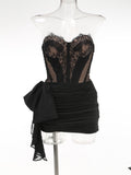 Women's New Sexy Perspective Lace Mesh Yarn Corset Dress High-End Temperament Tight Dress