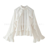 Women's Clothing Explosion Fashion Casual Cascaded Laminated Decorative Shirt