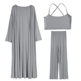 Lazy Wind Loose Long Open Shirt Plus Short Skirt Suit Women's Sling Vest Trousers Three-Piece