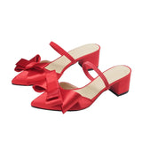 half slippers women wear 2019 new Baotou fashion bow High-heeled and lazy Muller