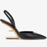 Color Pointed Head Behind The High Heel Sandals Women 2025 Summer New Loose With Metal Heel Temperament Single