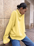 Multi-Color High-Necked Solid-Color Sweater Women Loose Collar Collar Collar Women's Clothing