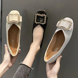 Korean Version Of The New Large-Size Sharp Single Shoes Women's Flat-Bottomed Soft-Soled Grandmother Shoes Light-Mouthed Shoes