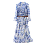 Summer Dress With Belt Laminated Decorative Print
