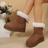 Thick Snow Boots A Foot Pedal 2025 Winter New Thick-Soled Furry Bows Warm Large Cotton