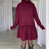Women's Clothing 2025 Autumn/Winter New High-Necked Long-Sleeved Fashion Casual Rolled Short Dress