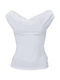 Cowl Neck Backless Tank Top- Outfit