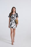 Dress Women Summer French Retro V-Neck Lantern Sleeve Embroidered Mesh Yarn Waist Bubble Sleeve