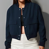 New Female Temperament Female Retro Brown Loose Pocket Long-Sleeved Blazer