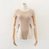 Zingj New Summer Stretch Slim Waistband Jumpsuit Women's Solid Color Short-Sleeved T-Shirt Bottom