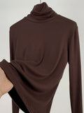 Zingj Shot Anti-Ball Cotton Pile Collar Wine Red Bottom Shirt Autumn Long-Sleeved T-Shirt Women With Slim Turtleneck