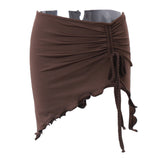 Zingj 2023 Ins Women's Fashion Vintage Pleated Drawstring Waist