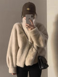 Winter Marinade Short-Term Collar Fur Integrated Slings Plush Green Fur Coat Women's Lamb