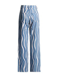 Zingj New Fashion Personality Street Hipster Wind High Waist Narrow Version Bump Color Ripple Micro La Wide Leg Women's