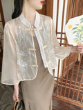 Chinese Sunscreen Shirt Women 2025 Summer New Hit Color National Wind Top With Sling Belt Thin External Air Conditioning Open