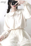 Button Up Shirt Women Lolita Blouse Ladies Doll Collar Long Sleeve Japanese Soft Girl Loose Jk Autumn Chemise