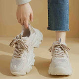 Dad Shoes Women 2025 Summer Fashion Round Head Thick Bottom Low Help Wheat Spike Sneakers Korean Version Of Casual