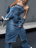 Trendy Cowboy Breast-Wearing Dress Women In The Autumn Of 2025 New Fashion To Take Waist Design Feel Skirt