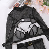 Black Fishnet Lingerie Set- Outfit