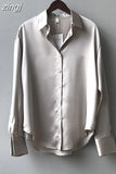 2023 Women Clothing Silk Shirt Vintage Blouse Women Sheer Top Women Long Sleeve Dress Shirt Loose Blouse Woman
