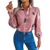 Wind Shooting 2025 Spring And Summer Temperament Feather Lantern Sleeve Collar Shirt Women's