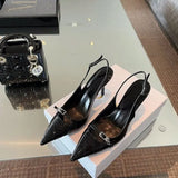 New Black Patent Leather High Heels Summer New Temperament Tip Fine Heel With