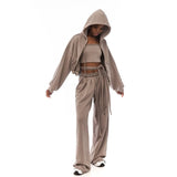 Short Coat With Breast-Smeared Straight Trouser Trousers Sports Suit Casual Jacket Three-Piece High