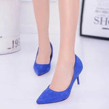 Korean Version Of The Spring And Autumn New High-Heeled Women's Large Fashion Pure Color Fashion Light Mouth Lady Single Shoes Fine