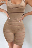 Knitted Mesh Patchwork Rompers Women Sleeveless Trend Spaghetti Strap Skinny Elastic Chic Playsuits Female