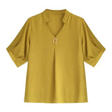 Summer Tops Blouse Women Solid V-neck Short Sleeve Chiffon Blouse Women Elegant Korean Loose Slim New Ladies Tops