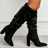 Large-Size Show Patent Skin Naturally Wrinkled Sharp Head Thick And Female High Heels