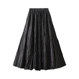 Luxury Design Wrinkled Process Big Swing Dress Girls Spring Autumn And Winter Umbrella Skirt A Word Long Skirt High-End Feel Skirt