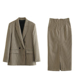 Double Buckle Blazer 8750331 Lattice Straight Dress 8917331