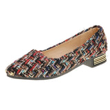And South Korea Large-Size Cloth Low Heel Single Shoes Women's Light-Mouthed Tip Flat Bottoms To Spell Lazy Bean Shoes