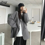 Coats Women Single-breasted Loose All-match Leisure Trendy Outwears Vintage Chic Ulzzang Classic Suit-tops Ladies