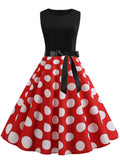 Polka Dot Summer Dress Women Floral Vintage Pin up Vestidos Robe Femme Casual A-line Sleeveless V Neck Sexy Party