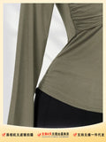 Zingj Turtleneck Bottom Shirt Women's Spring Dress Women's New Top Cross Fold Tight With A Long-Sleeved