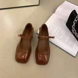 Zingj New Rough Heel Love Small Leather Shoes Women's Shoes New Spring French Niche Mary Jane Black Square Head Single