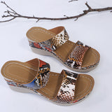 New Large-Size Women's Sandals Thick-Soled Flowers Snake-Snake Sandals Large-Size Women's