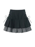 Women's Pleated Skirt Kawaii Gothic Black Mini Skirt Korean High Waist Y2k Harajuku Vintage Bandage A-line Skirt Clothes