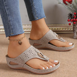 And Toe Slippers Women Women Slippers Car Sewing Thick Bottom Flowers Hollow Thick Background Word