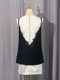 Light Luxury Short Dress 2025 Autumn New Sleeveless Lace Sexy Slimming Dress
