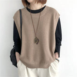 Vest Women's Vest 2025 Spring And Autumn Pure Color Loose Round Neck Irregular Jacket Short Horse Clip Shoulder