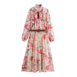 Women's Explosive Temperament Fashion Sweet Pink Print Irregular Cake