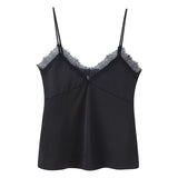 New Women's Lace Silk-Sense Textured Blouse Sling Sling Vest