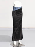 Zingj 2024 New Fashion Trend Wind High-Waisted Jeans Stitching Design Sense Long Slit Wrap Hip