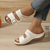 Asia's New Large-Size Carving Belt Buckle Thick Bottom Slippers Women's Slope And Lightweight Outside Wearing Cold