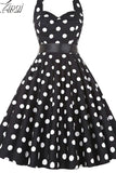 Dot Dress Women Vintage Swing Halter Belt 50s 60s Rockabilly Prom Party Dresses Retro Feminino